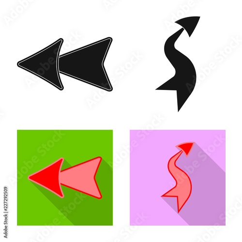 Isolated object of element and arrow sign. Collection of element and direction stock symbol for web.