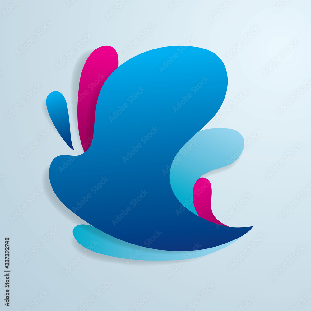 Blue and pink splash water paper art style background Blue and pink splash water paper art style background