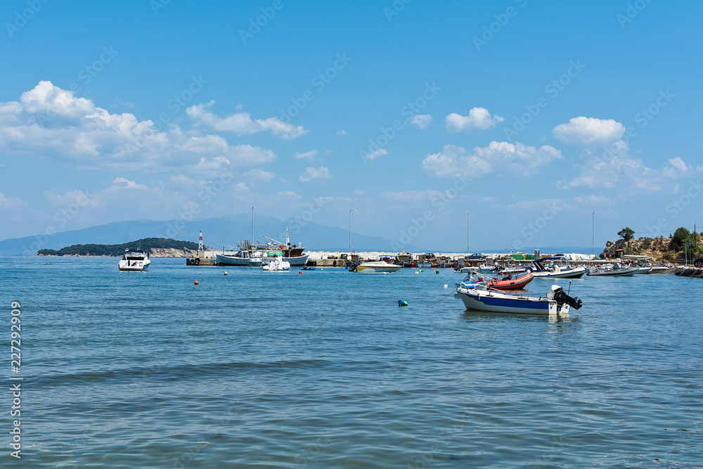 Fototapeta premium Olympiada, Greece - August 18, 2018: yachts docked in sea port