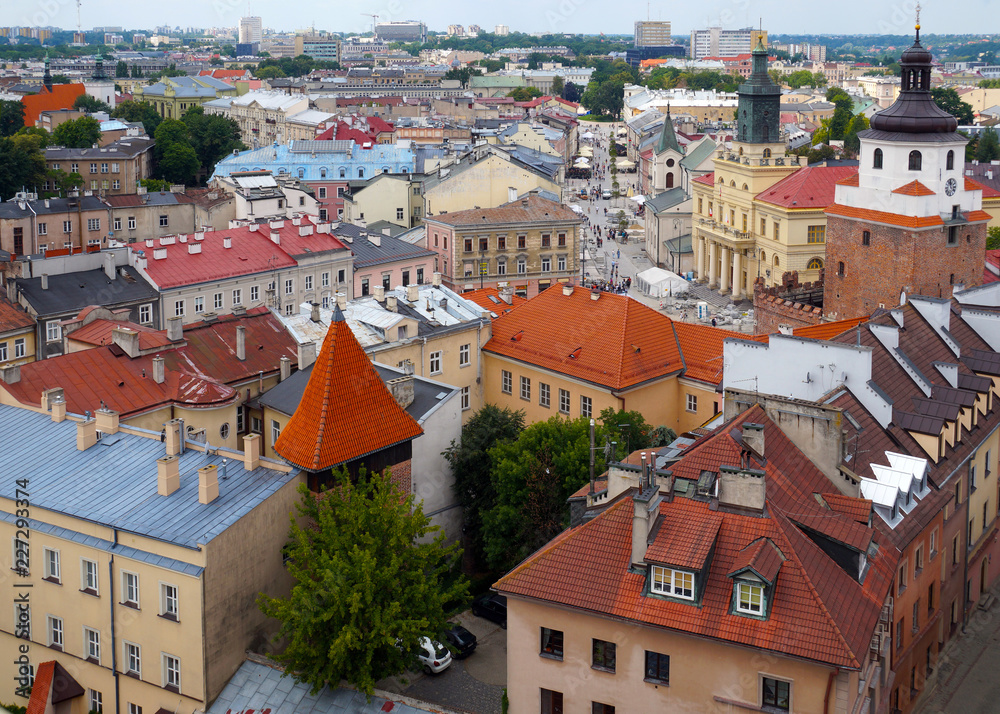 Poland. Top view of the historic city center of Lublin.
