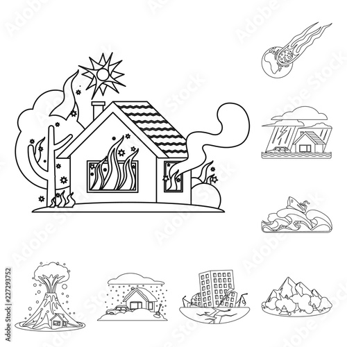 Isolated object of natural and disaster icon. Collection of natural and risk stock symbol for web.
