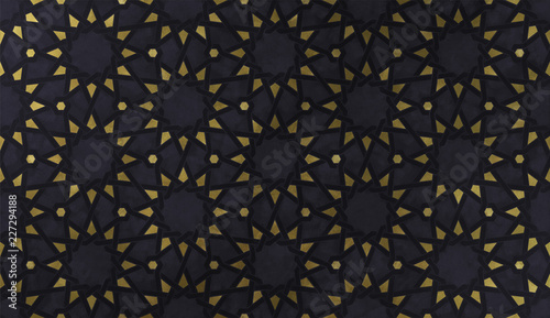 Islamic decorative pattern with golden artistic texture.