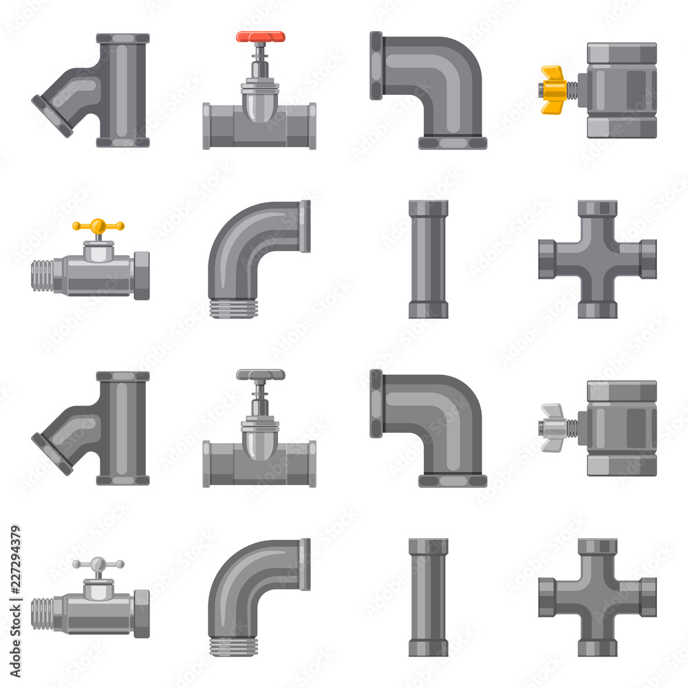 Vector illustration of pipe and tube logo. Collection of pipe and