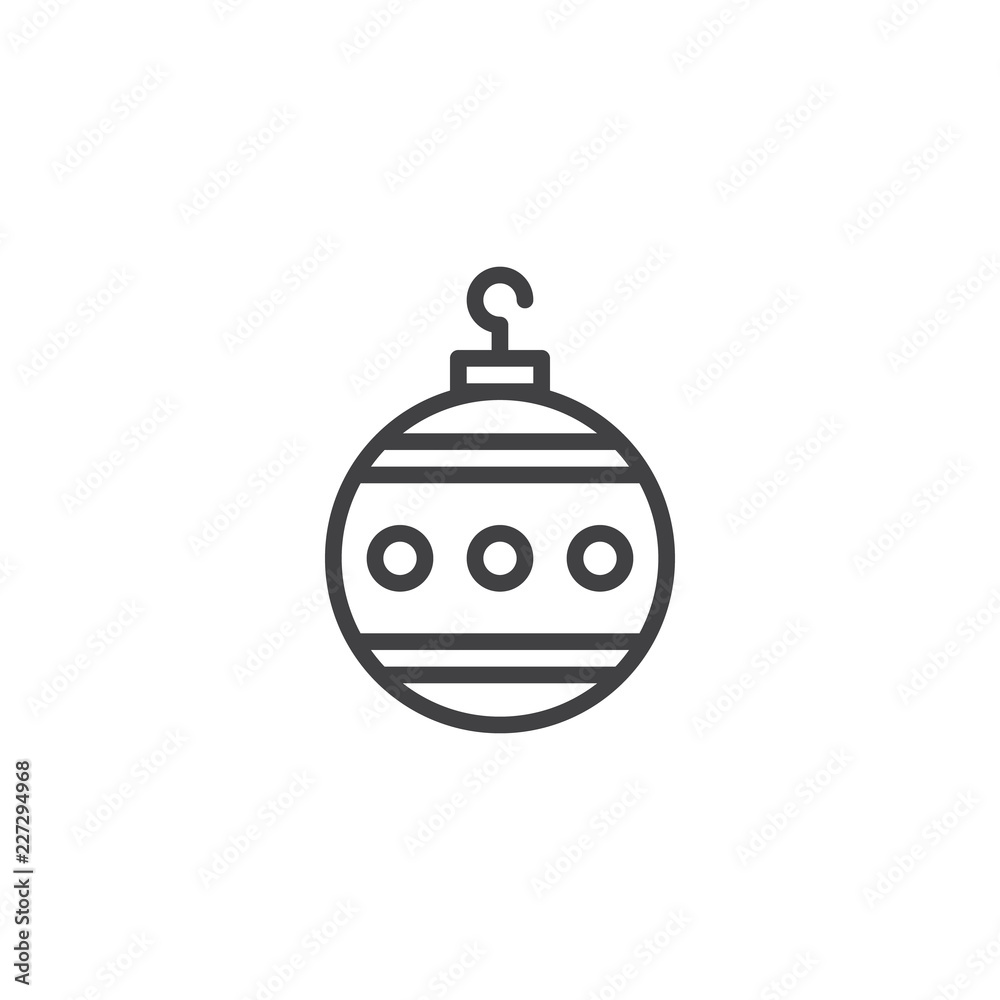 Fototapeta premium Christmas tree ball ornament outline icon. linear style sign for mobile concept and web design. Bauble simple line vector icon. Symbol, logo illustration. Pixel perfect vector graphics