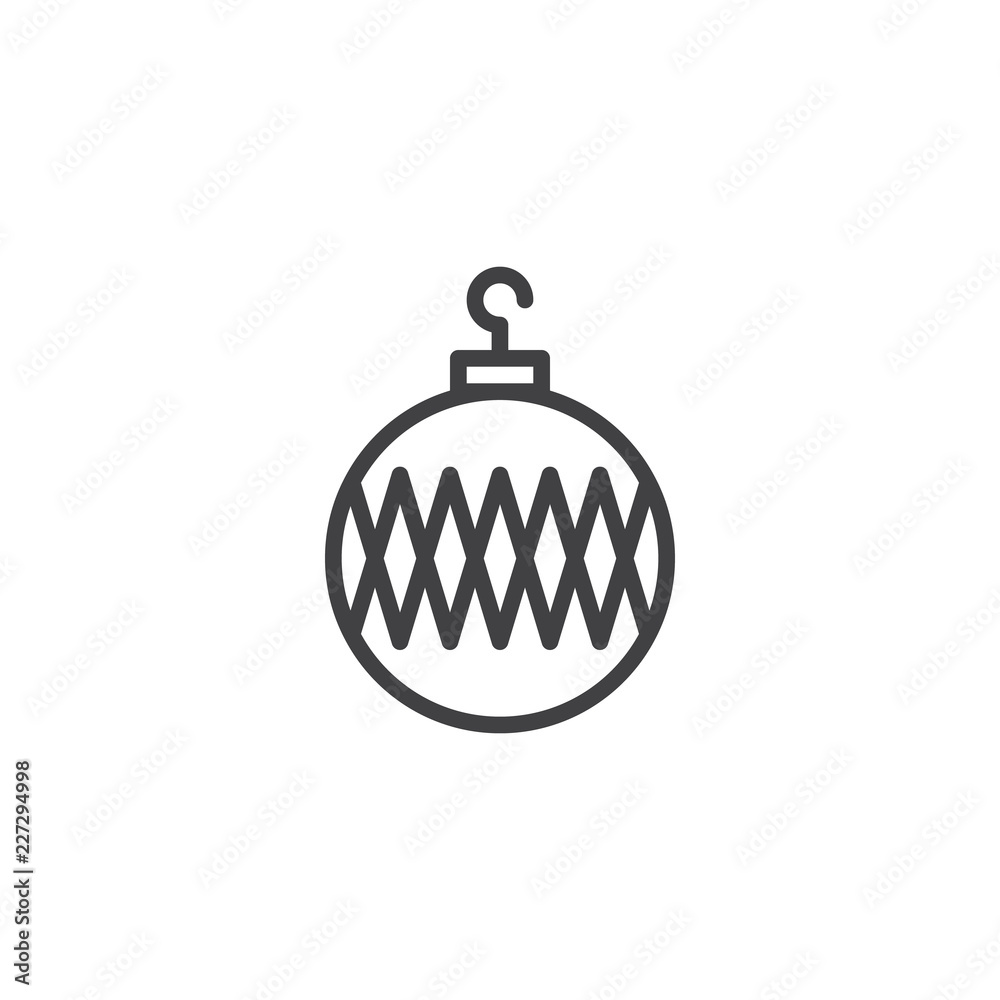 Fototapeta premium Bauble, decoration, garland outline icon. linear style sign for mobile concept and web design. Christmas ball simple line vector icon. Symbol, logo illustration. Pixel perfect vector graphics