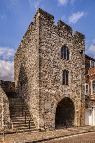 The old West Gate of the city of Southampton. Through this gate marched some of the men who fought at Agincourt, in 1415, and also the Pilgrim Fathers left from here. Southampton, Hampshire, England. photo