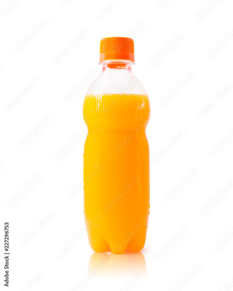 Orange juice bottle isolated on white background. Container of fresh fruit drink. Clipping paths object. Orange juice bottle isolated on white background. Container of fresh fruit drink. Clipping paths object.