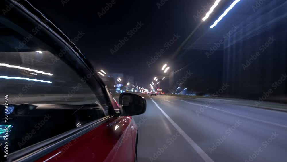 Drivelapse urban look from fast driving car at a night avenue in a city timelapse hyperlapse Drivelapse urban look from fast driving car at a night avenue in a city timelapse hyperlapse