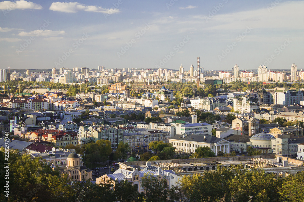 Urbanistic big modern city landscape. Kiev, Ukraine