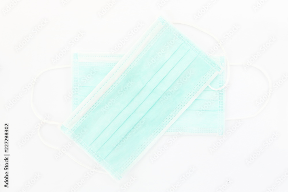 Two health green mask on white background Two health green mask on white background