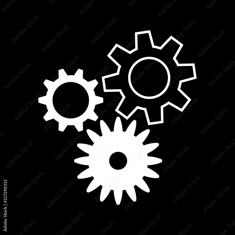 gears sign simple icon flat design. vector illustration.