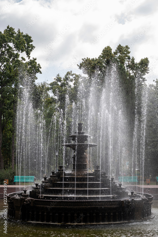 Naklejka premium Fountain full of water in Stefan cel Mare's park