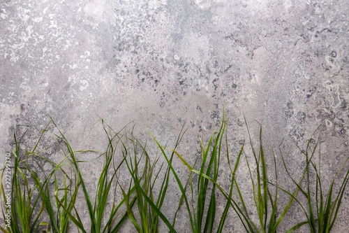 Naklejka na okno łazienkowe Szary beton z zieloną trawą na dole