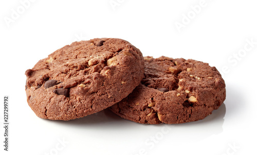 Fresh chocolate chip cookies isolated on white