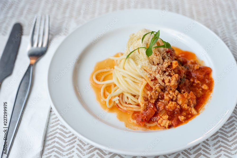 Spaghetti with meat souce Spaghetti with meat souce