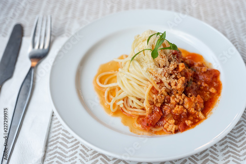Spaghetti with meat souce