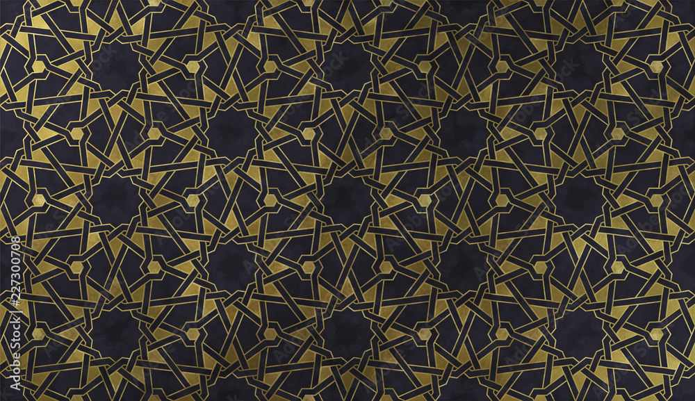 Islamic decorative pattern with golden artistic texture.