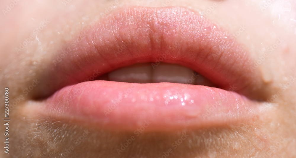 Sexy wet lips. Sexy lips temptation. Moisturize and hydrate. Falling