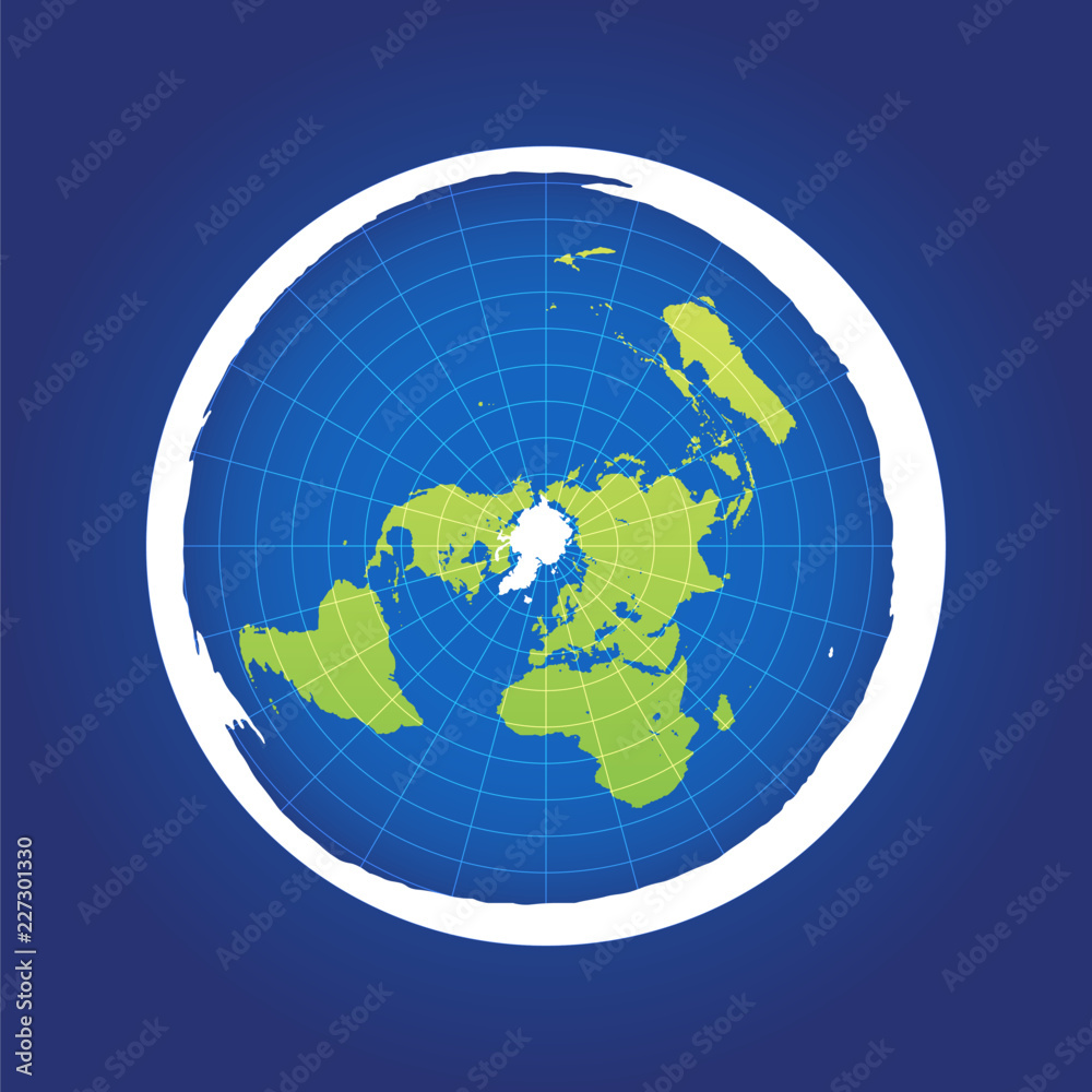 Azimuthal projection flat land on dark background Stock Vector Adobe