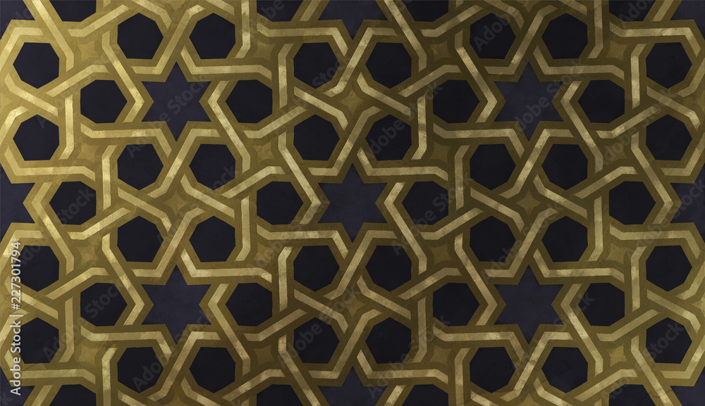Islamic decorative pattern with golden artistic texture. Islamic decorative pattern with golden artistic texture.