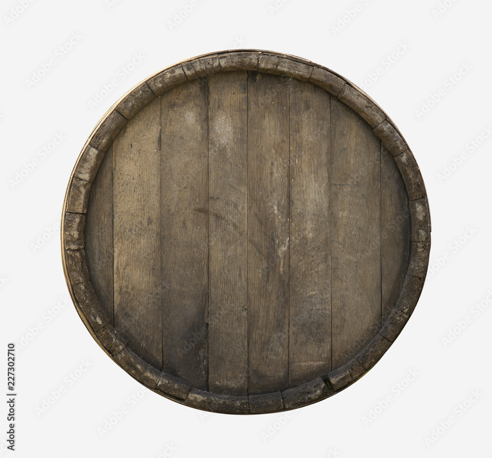 Wooden barrel top view isolated on white background 3d illustration Wooden barrel top view isolated on white background 3d illustration
