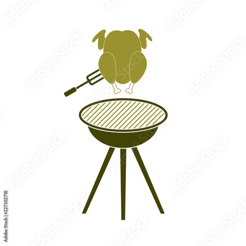Barbecue grill with chicken icon