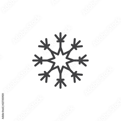 Snowflake outline icon. linear style sign for mobile concept and web design. Snow winter holiday simple line vector icon. Symbol  logo illustration. Vector graphics