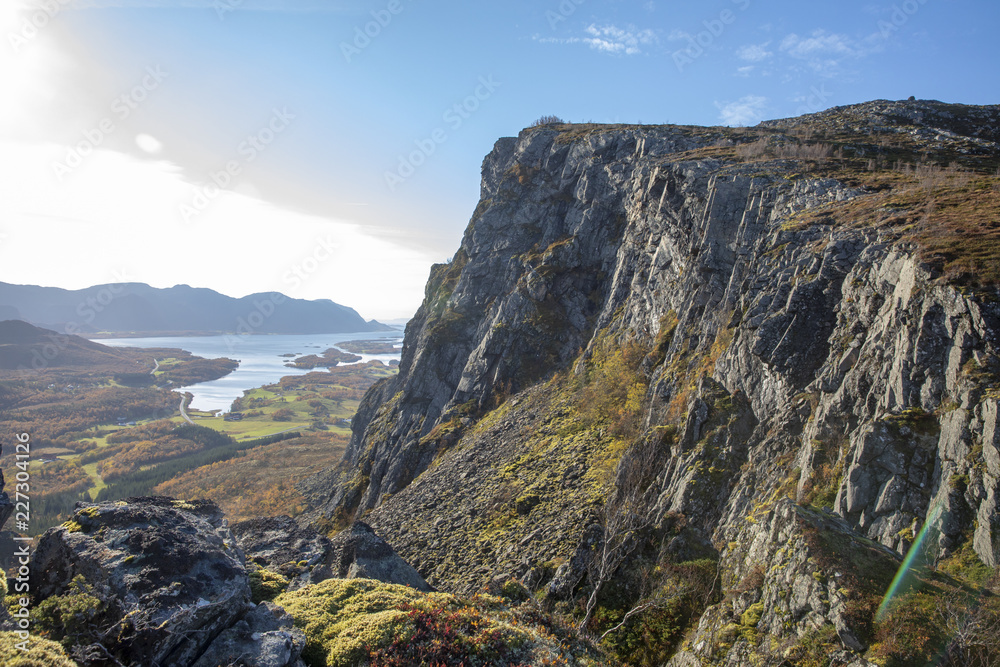 Fototapeta premium On a hike to spectacular Ramntindan in Bronnoy Municipality, Northern Norway