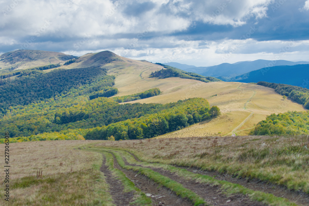 View of the mountains and highlands in the fall. View of the mountains and highlands in the fall.