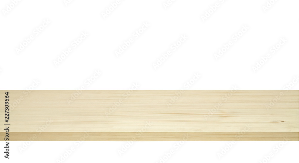 Empty maple table edge on white background including clipping path Empty maple table edge on white background including clipping path
