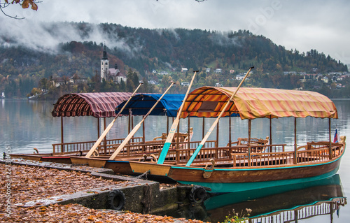 Pletna Boats on Lake Bled Slovenia photo