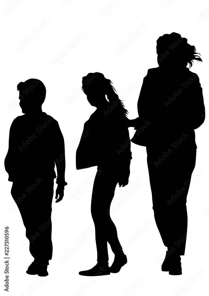 Families with little child on white background Families with little child on white background