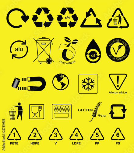 set of reduce reuse recycle element concept. easy to modify