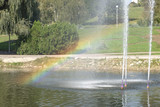 Rainbow in the park in sunny weather