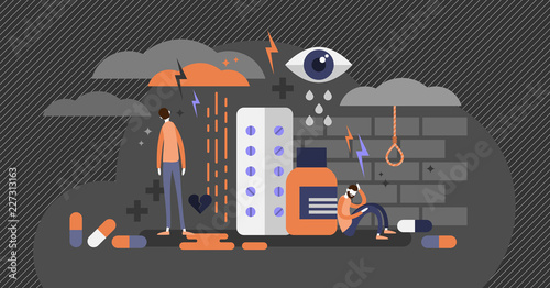 Depression concept flat vector illustration