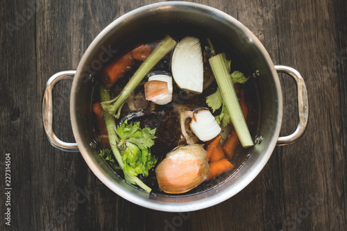 Картината върху платно Bone broth food preparation