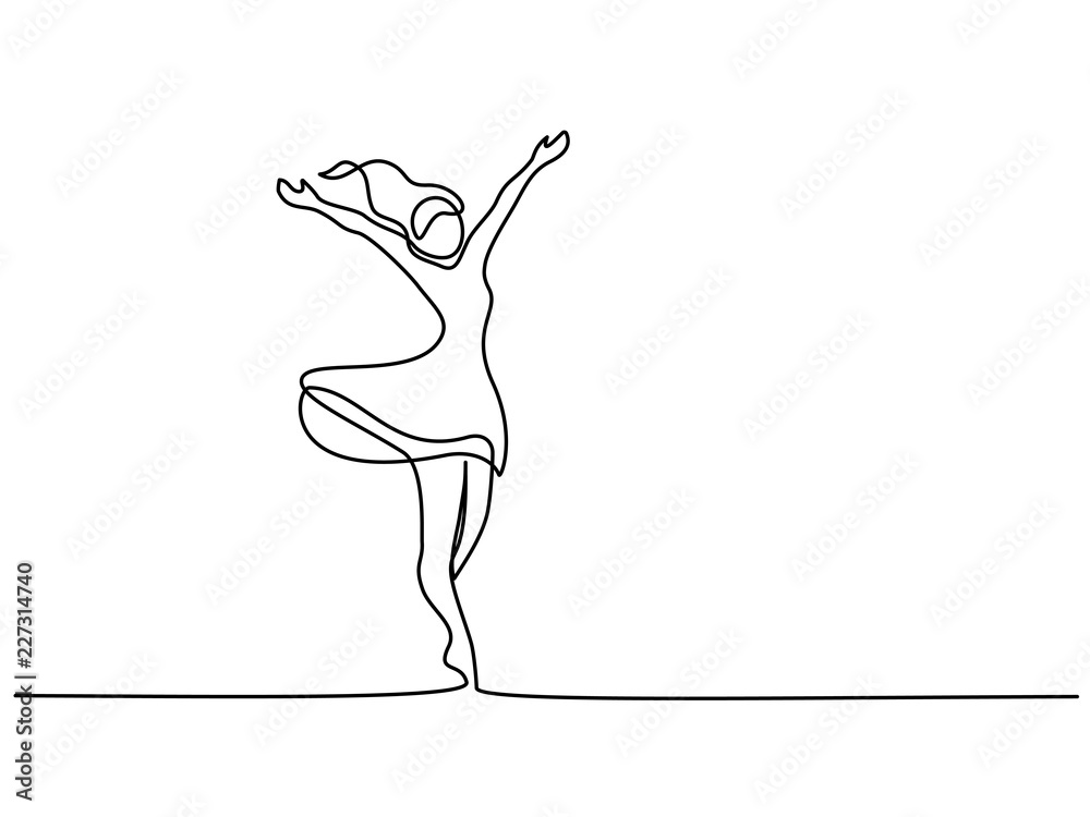 Continuous one line drawing. Happy woman stretching. Vector ...