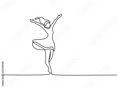 Continuous one line drawing. Happy woman stretching. Vector illustration