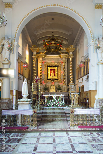 Kalkow-Godow  Poland  September 7  2018  Sanctuary of Our Lady of Sorrows. The interior of the church.