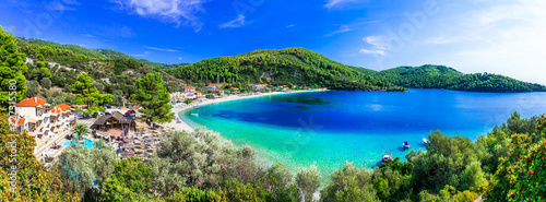 Best beaches of Skopelos - beautiful Panormos bay. Sporades islands of Greece