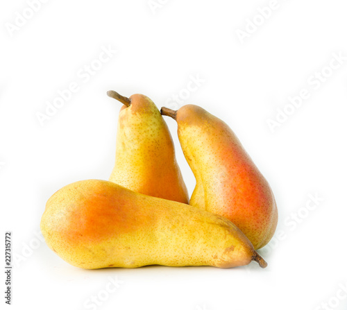 three pears isolated on white background
