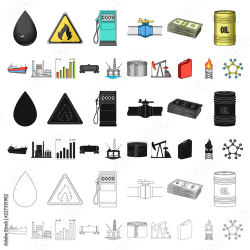 Oil industry cartoon icons in set collection for design. Equipment and oil production vector symbol stock web illustration.