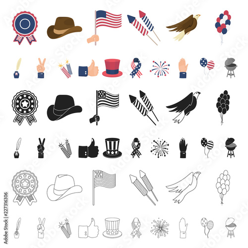 Day of Patriot, holiday cartoon icons in set collection for design. American tradition vector symbol stock web illustration.
