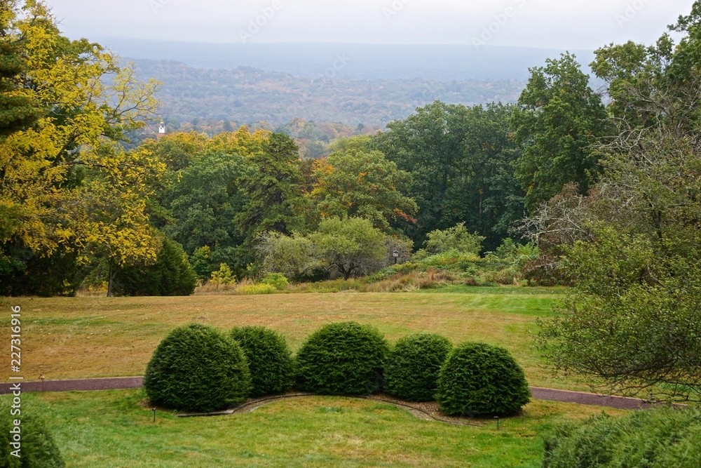 Milford, Pennsylvania, USA: The view from Grey Towers (1886), the former home of Gifford Pinchot, first Chief of the US Forestry Service and Governor of Pennsylvania, is a National Historic site.