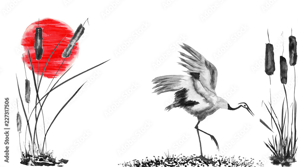 Crane Bird Drawing Amazing - Drawing Skill