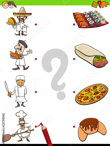 match chefs and food educational game