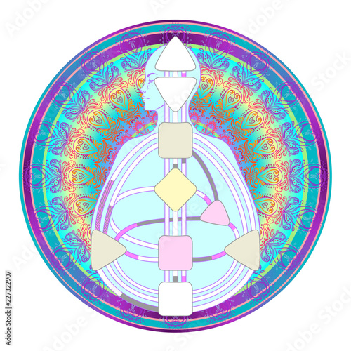 Human design bodygraph chart design. Vector isolated illustration.