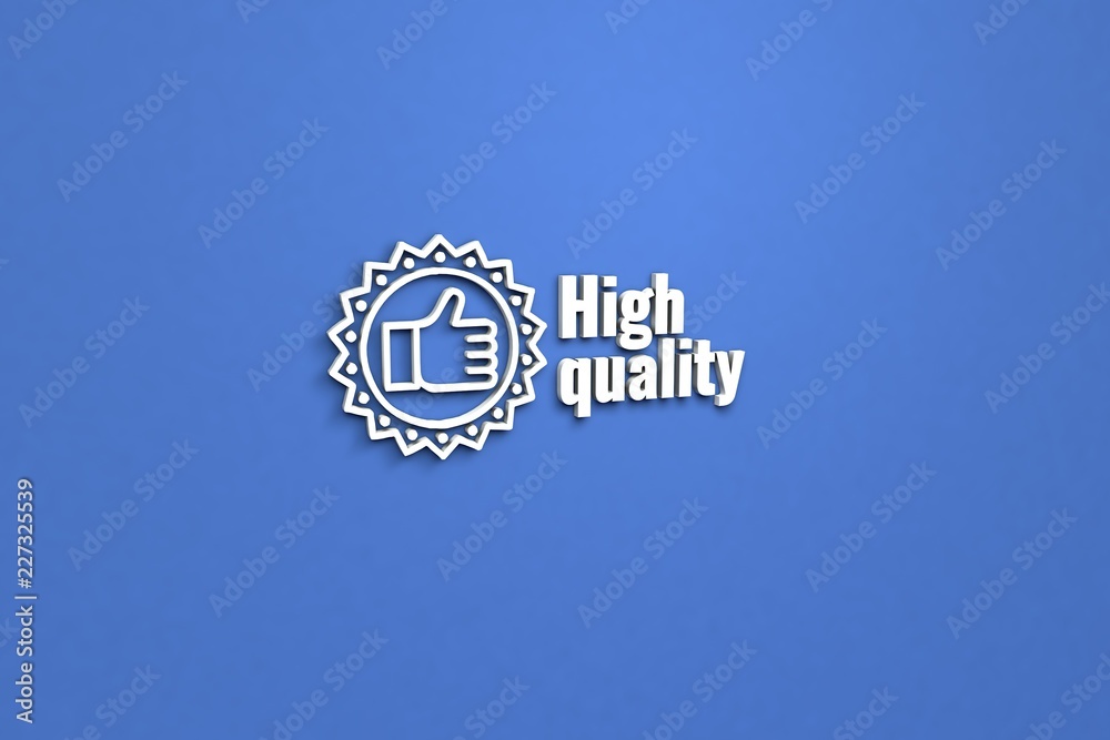 Fototapeta premium Text High quality with white 3D illustration and blue background
