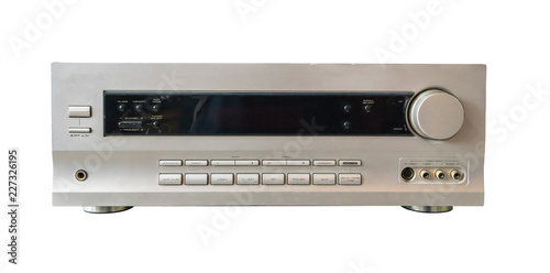 Hifi system amplifier. Home musical equipment closeup.