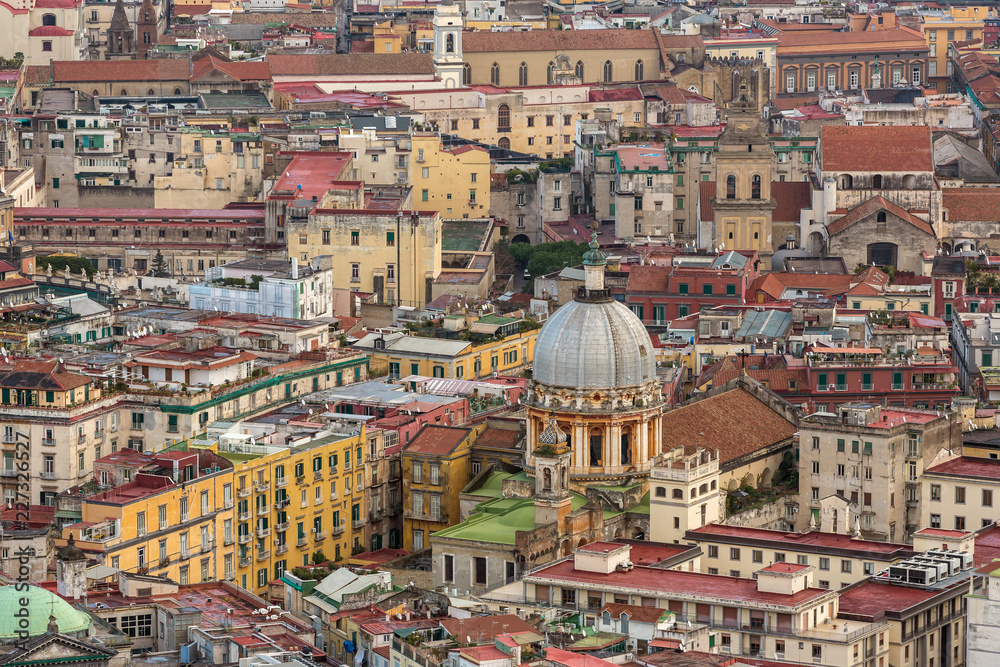 Fototapeta premium Top view of Naples downtown, Italy